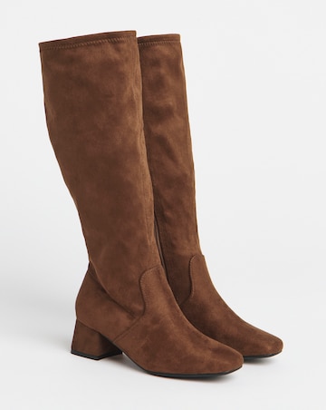 Claudia Block Heel Knee Boots - Extra Wide Fit (EEE) Super Curvy/Curvy Plus Calf