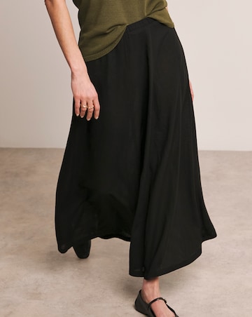 Anthology Black Linen Seam Detail Maxi Skirt