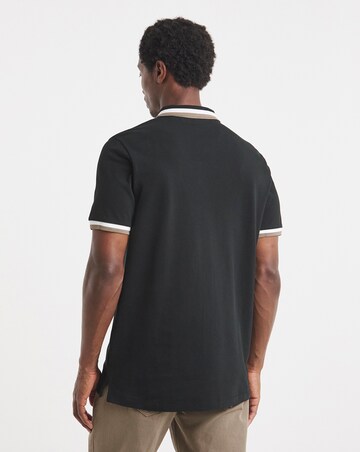 Tipped Pique Polo Long Length-Black