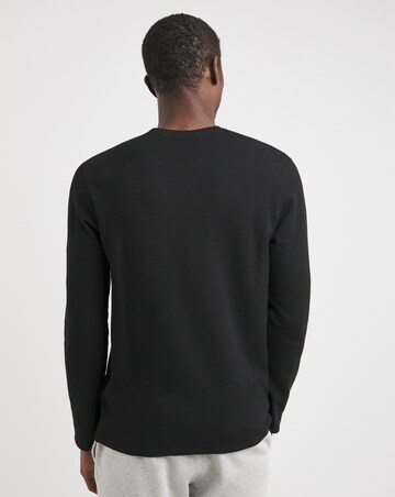 BOSS Long Sleeve Black Waffle Lounge T-Shirt