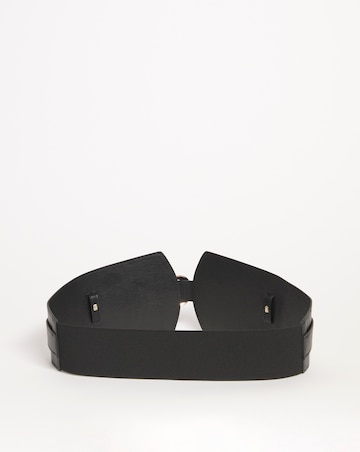 Black Buckle Front Wide Waist Belt
