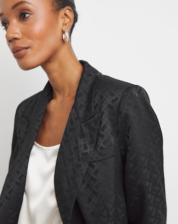 Satin Jacquard Double Breasted Blazer