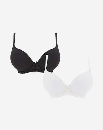 Pretty Secrets (2 Pack) Moulded Plunge Bras (B-F) Black/White