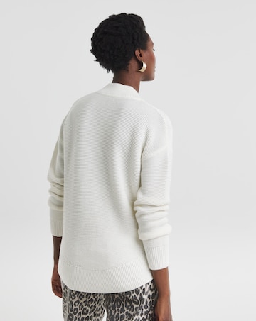 Ivory V Neck Curved Hem Jumper