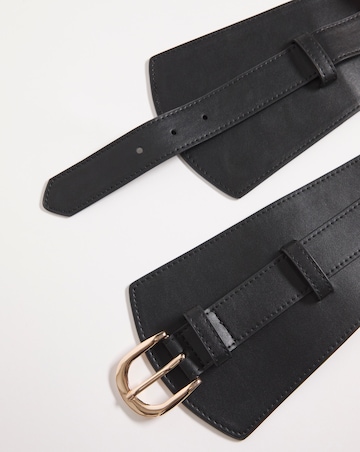 Black Buckle Front Wide Waist Belt