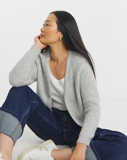 Re-luxe Grey Marl Edge To Edge Cardigan