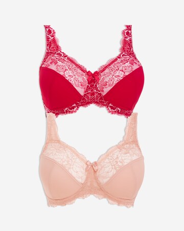 Pretty Secrets (2 Pack) Ella Lace Non Wired Full Cup Bras (C-F) Pink Multi