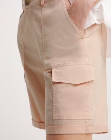 Peach Stretch Cotton Cargo Shorts