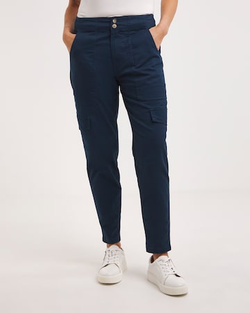 Navy Cotton Tapered Cargo Trouser