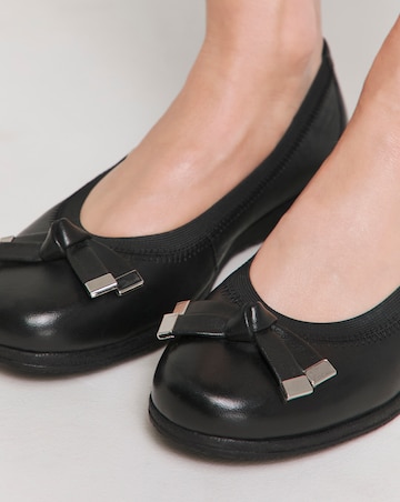 Heavenly Soles Mallory Elasticated Topline Ballerina Wide E Fit