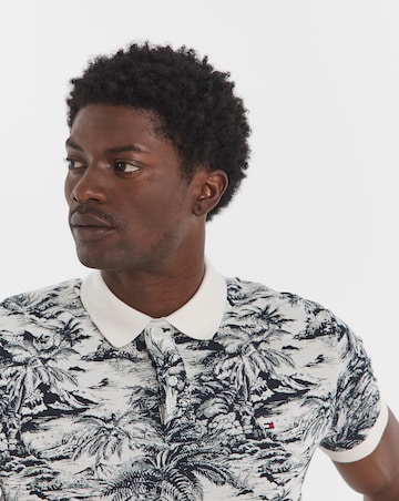 Tommy Hilfiger Printed Linen Mix Polo - Navy