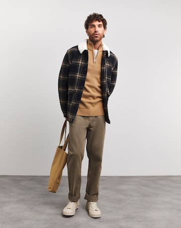 Borg Collar Check Shacket