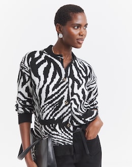 Cosy Yarn Zebra Knitted Bomber