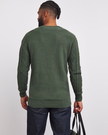 Khaki Cable Crew Neck Jumper