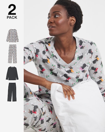 Pretty Secrets (2 Pack) Christmas Scotty Dog Value Pyjama Sets
