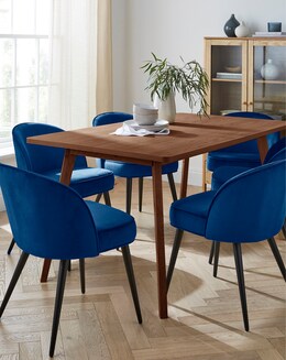 Oslo Dining Table with 6 Emilie Velvet Chairs