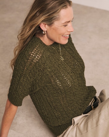 Anthology Khaki Cable Half Sleeve T-shirt