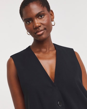 Black Longline Waistcoat