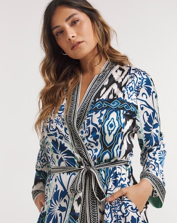 Stretch Satin Kimono Tie Gown