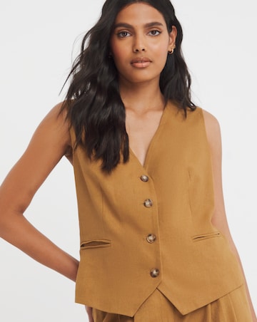 Linen Button Front Waistcoat