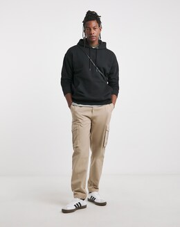 Relaxed Fit Overhead Hoodie- Black