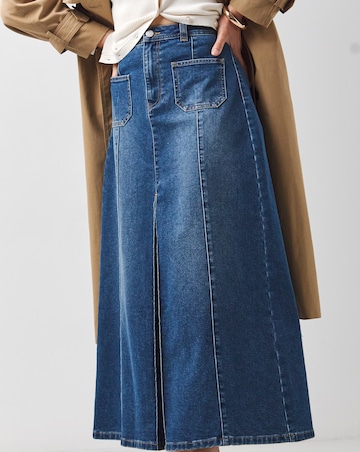 Washed Blue Pocket Front Skirt