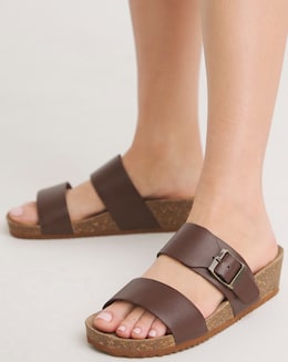Lima Leather Buckle Footbed Mule - Wide Fit (E)