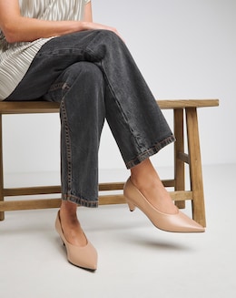 Tanya Low Kitten Heel V Cut Court Shoes - Extra Wide Fit (EEE)