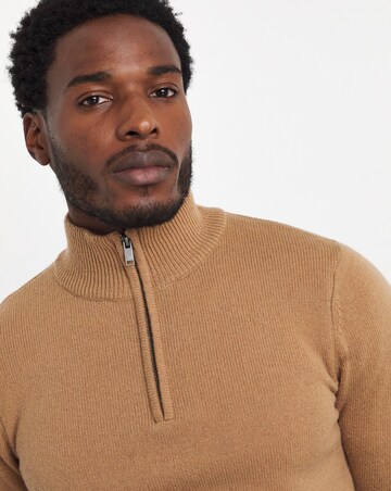 Tan Lambswool Funnel Neck