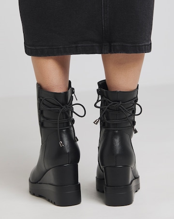 Frankie Lace Back Detail Wedged Ankle Boots Extra Wide EEE Fit