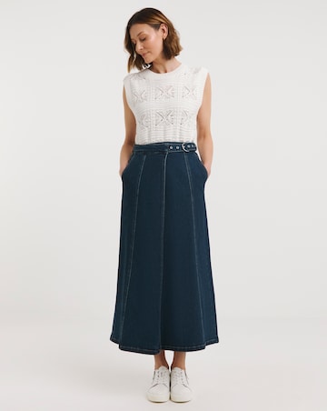 Mid Blue Wrap Midi Skirt