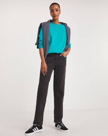 Aqua Crew Neck Longline Top