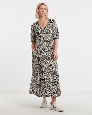 Bubble Sleeve Soft Touch Jersey Dress