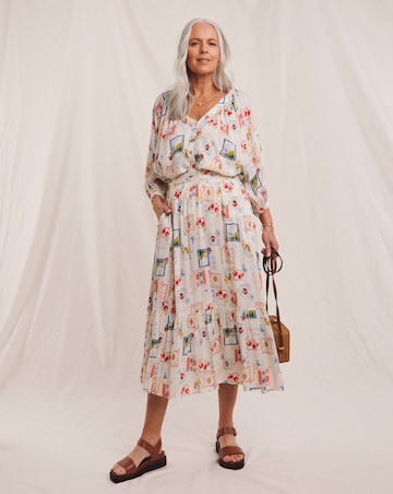 Julipa Postcard Print Crinkle Blouse