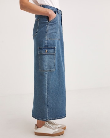 Mid Blue Split Front Cargo Skirt