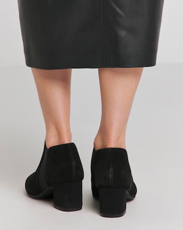 Heavenly Soles Colette Leather Mid Block Heel Shoe Boots - Extra Wide Fit (EEE)