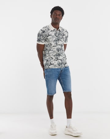 Tommy Hilfiger Printed Linen Mix Polo - Navy