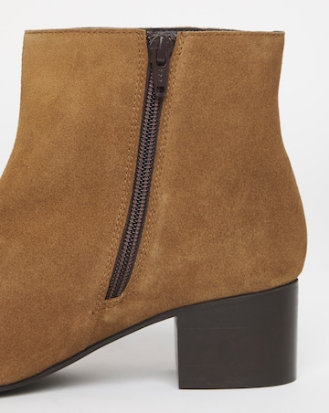 Chiba Suede Low Block Heel Ankle Boot - Extra Wide Fit (EEE)