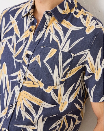 FatFace Palm Print Short Sleeve Shirt - Black