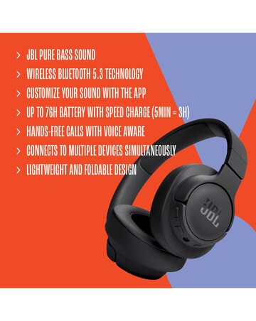 JBL Tune 720BT Wireless Over-Ear Headphones - Black