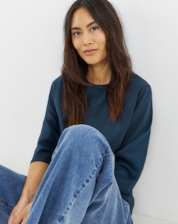 Longline Curved Hem 3/4 Sleeve
