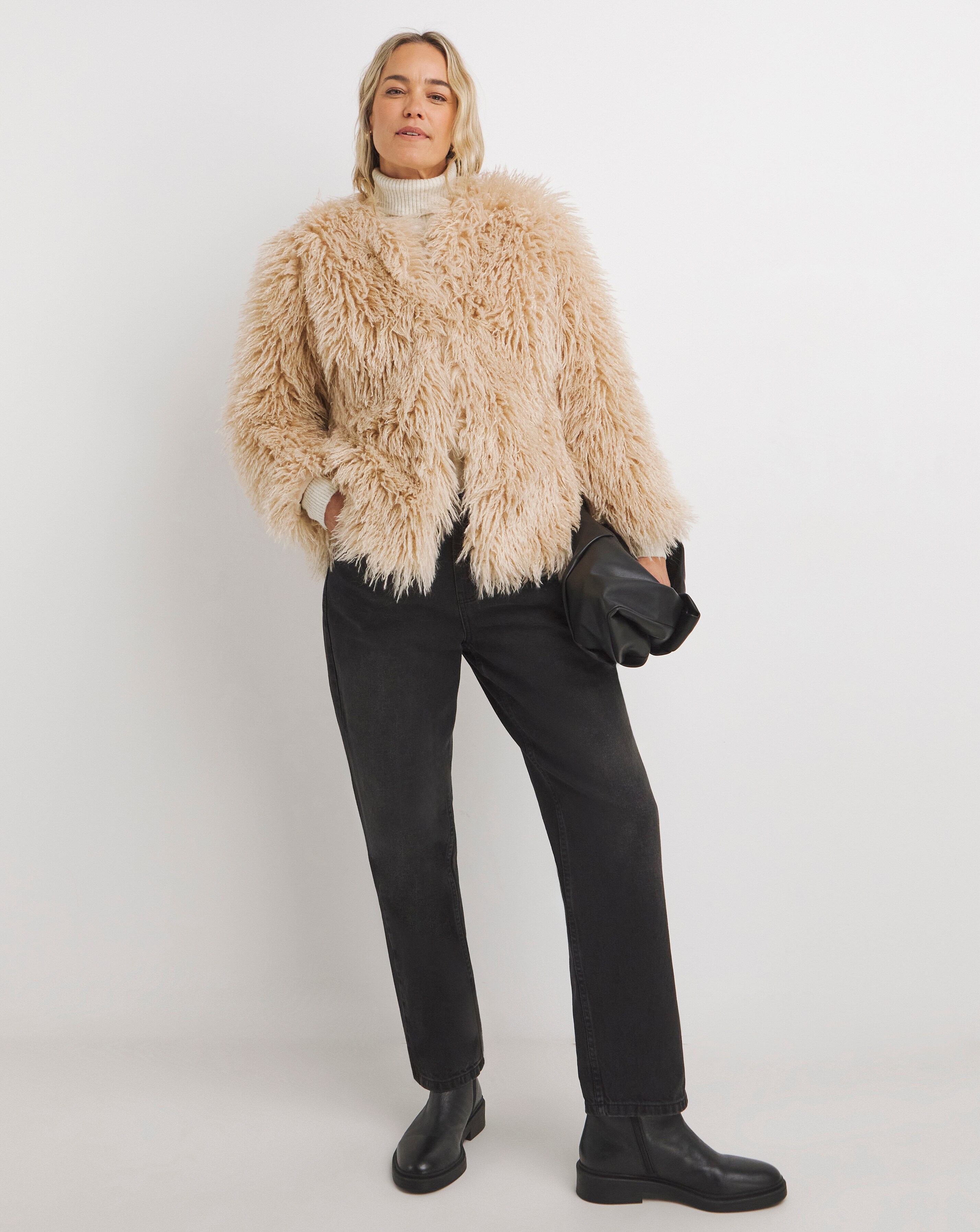 000★アンヌーク Collarless Shaggy Coat Long Shaggy Coat | Nuuly