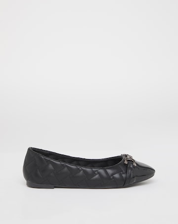 Ari Quilted Ballerinas With Trim - Extra Wide Fit (EEE)