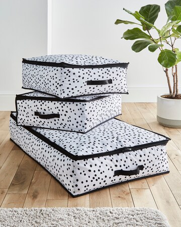 Set of 3 Spotty Underbed Storage Boxes