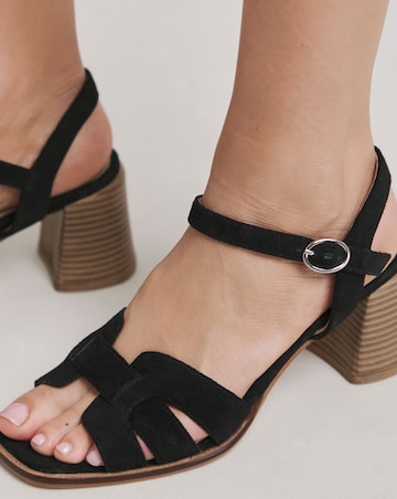 Greta Woven Detail Block Heel Sandals - Extra Wide Fit (EEE)