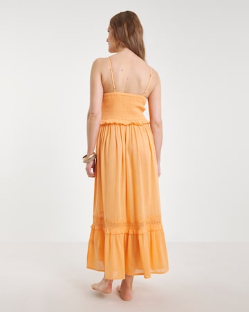 Figleaves Cotton Shirred Maxi Beach Dress