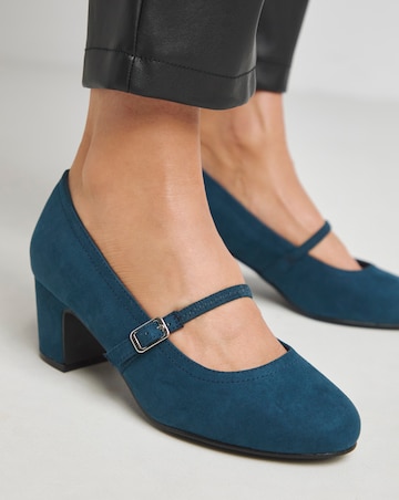 Lorraine Low Block Heel Mary Janes - Wide Fit (E)