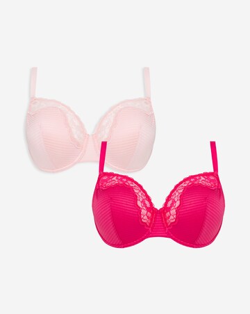 2 Pack Phoebe Everyday Stripe Non Padded Wired Balcony Bras B-F