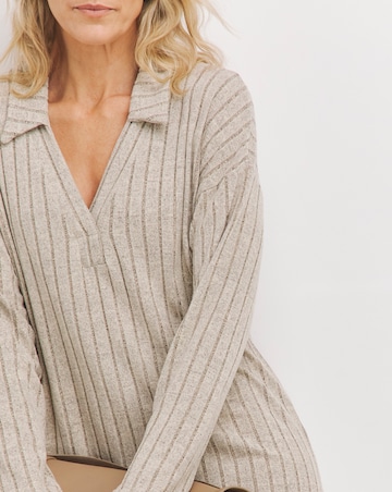 Collared Long Sleeve Rib Dress