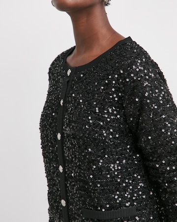 Sequin Button Front Cardigan